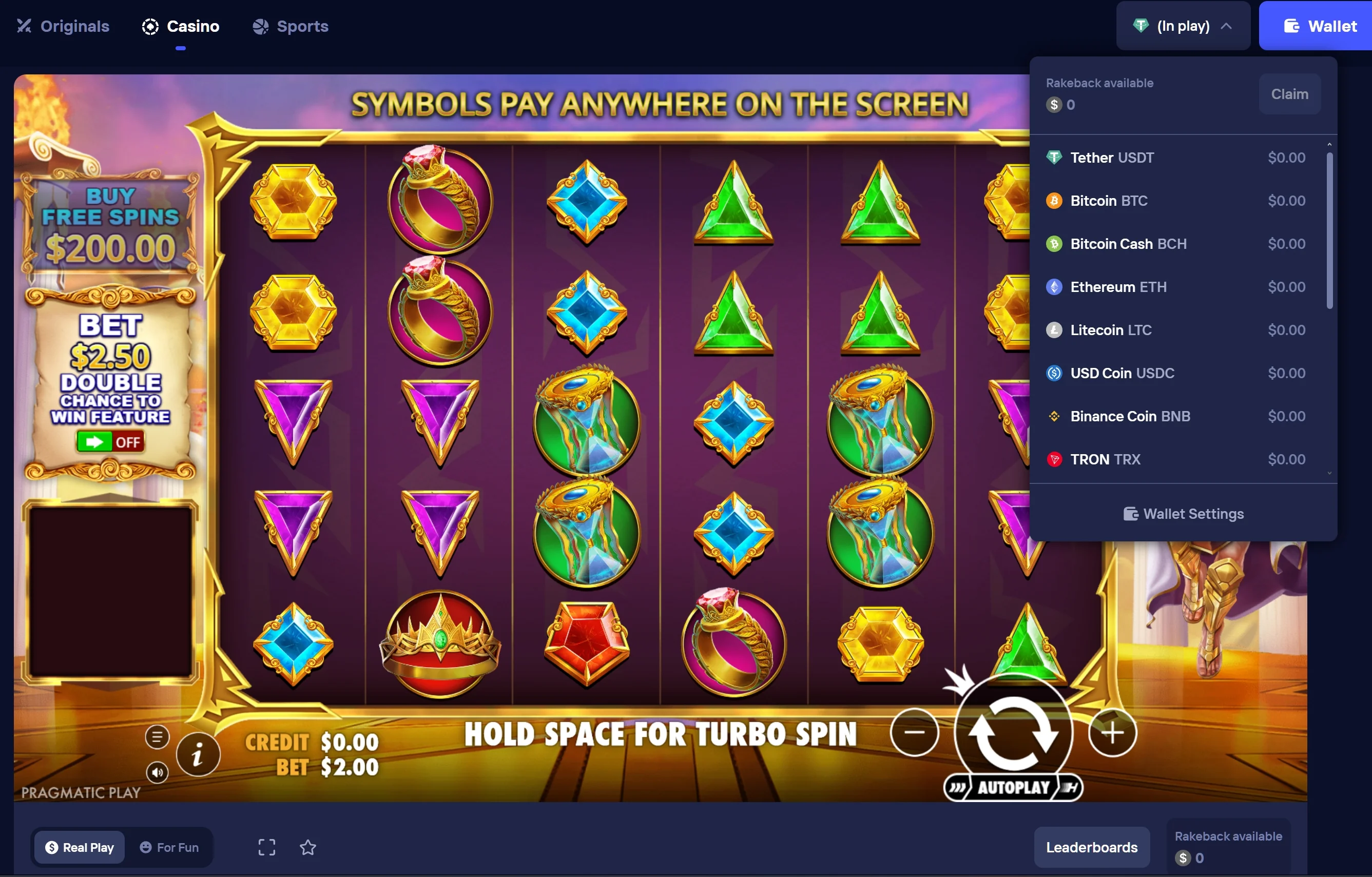 Pragmatic Play Slot Gameplay with Buy Free Spins feature and Wallet